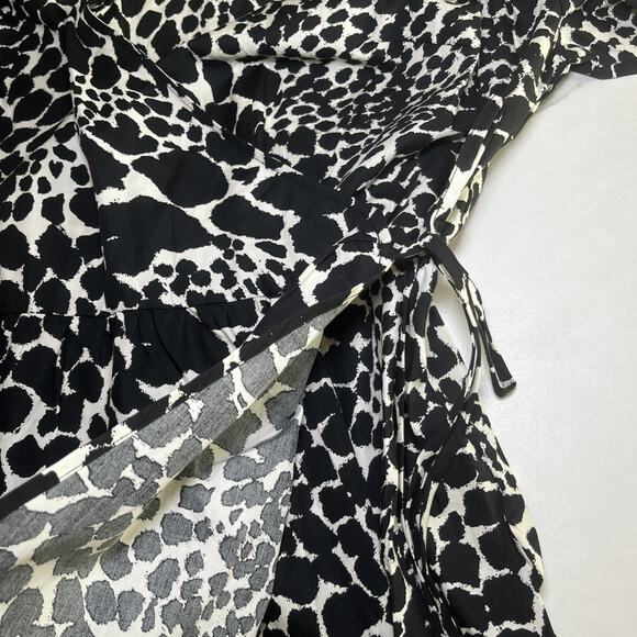 Who What Wear Top Womens Plus Sz 4X Swirling Leopard Peplum Wrap Tie Blouse NWT - Picture 11 of 15